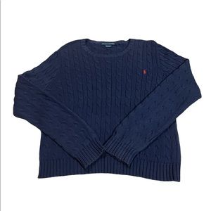 Ralph Lauren Crewneck Cableknit Sweater Navy Blue Size XL